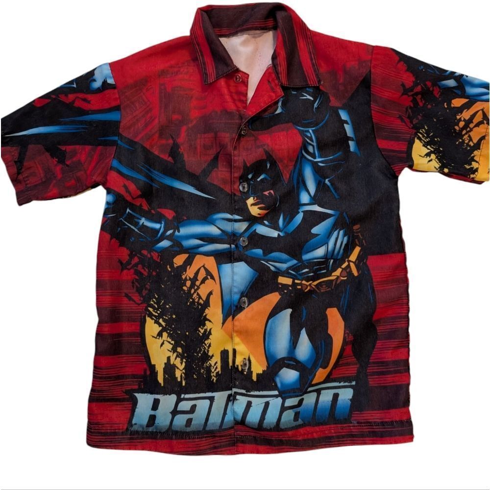 Batman Begins DC Comics Gotham City Y2K Youth Button Up Shirt